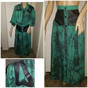 Two piece tie dye leather embroidered set